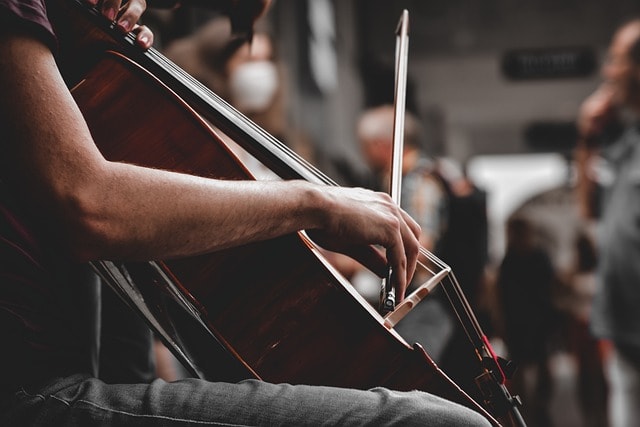 Person playing the cello.