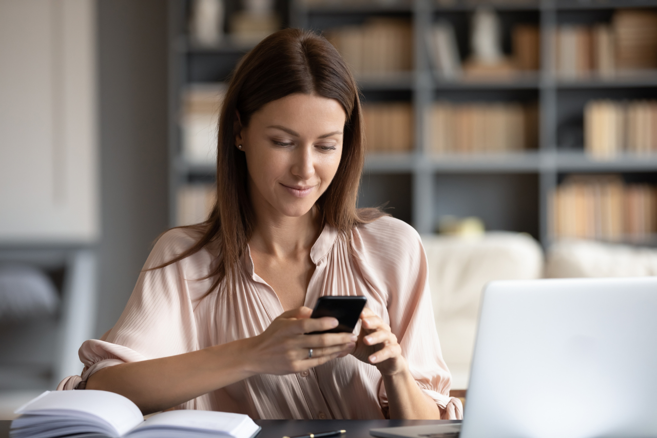 Remote worker using phone.