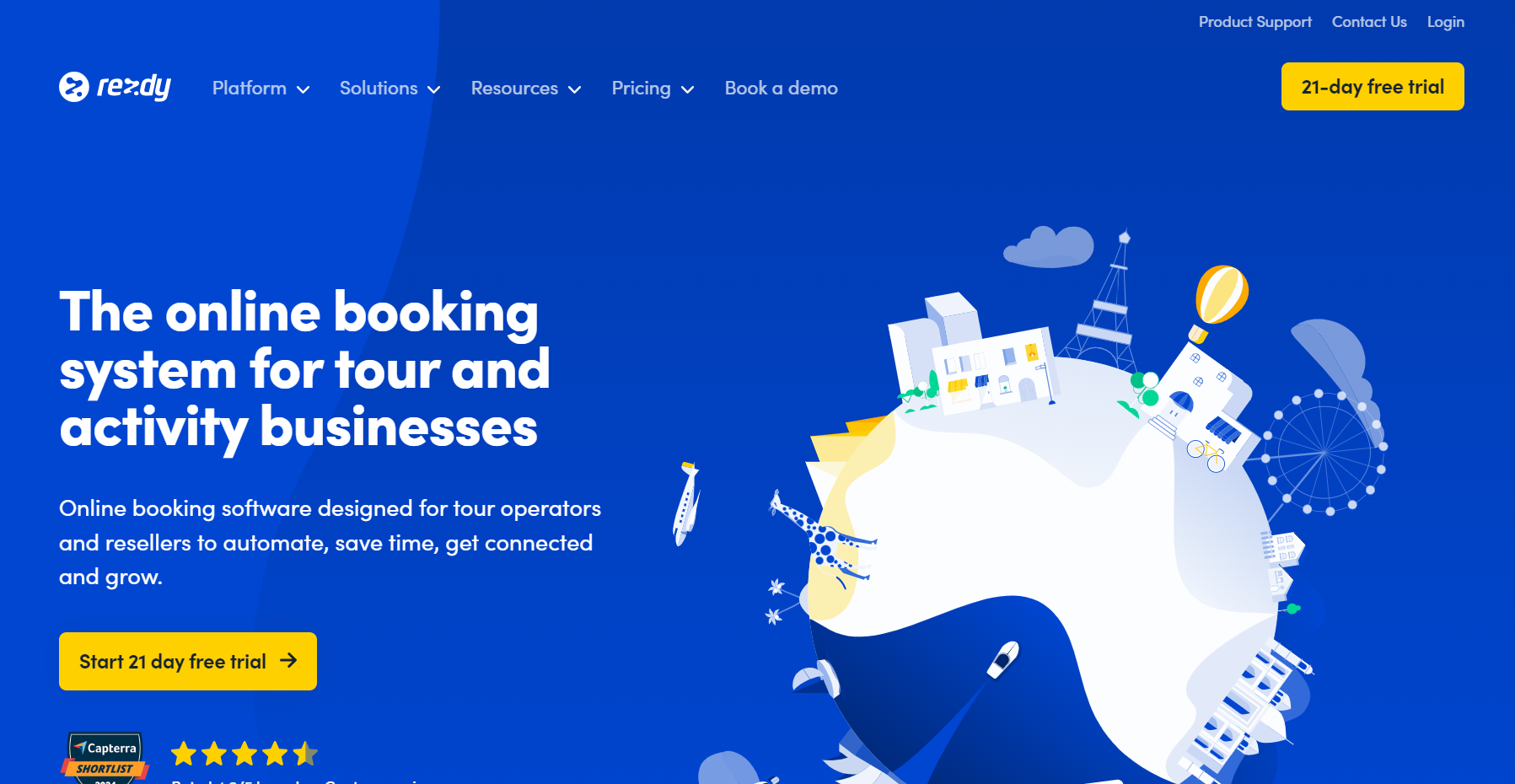 Rezdy homepage.