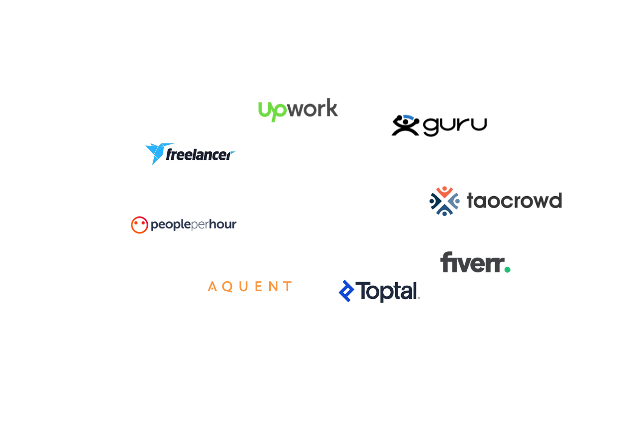 Sample logos of various freelance platforms.