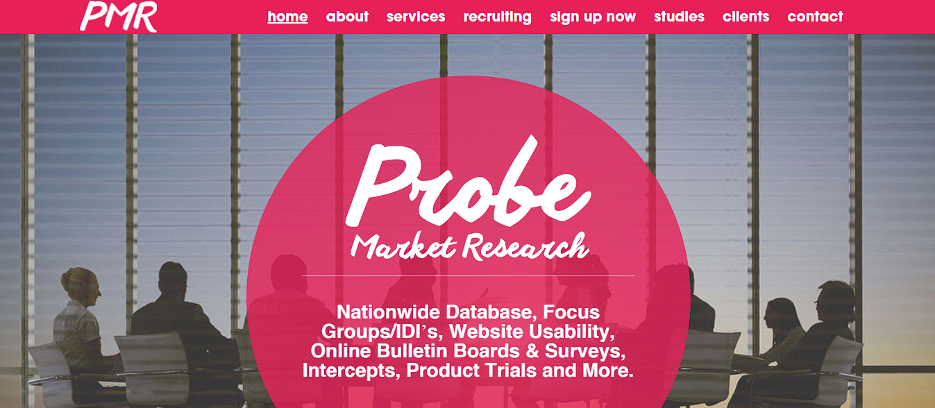 Screenshot of the main page of the 