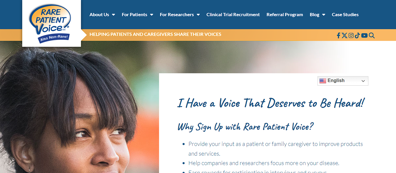 Screenshot of the main page of the 