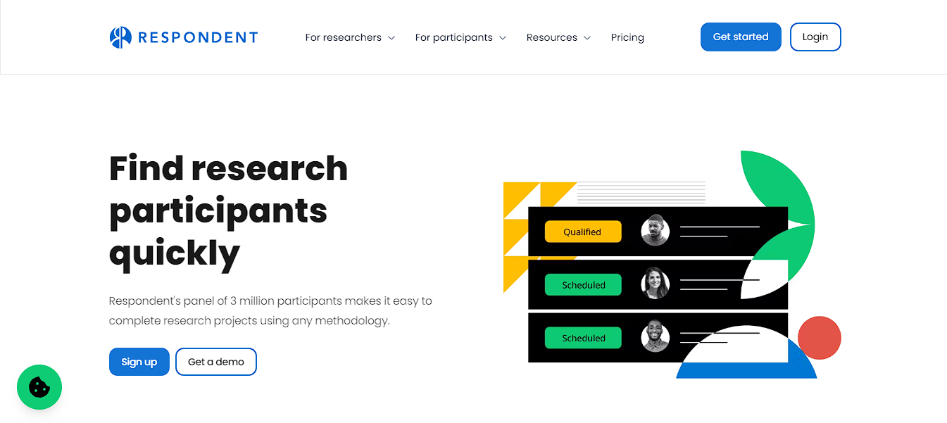 Screenshot of the main page of the Respondent website
