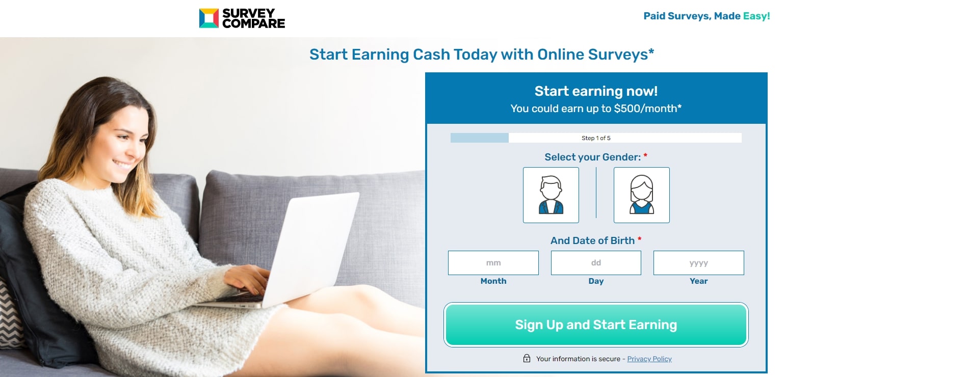 Survey Junkie's website page.