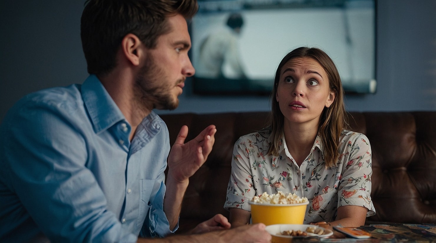Two people watching movies.