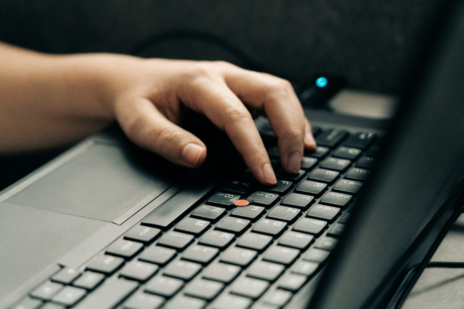 Typing keywords.