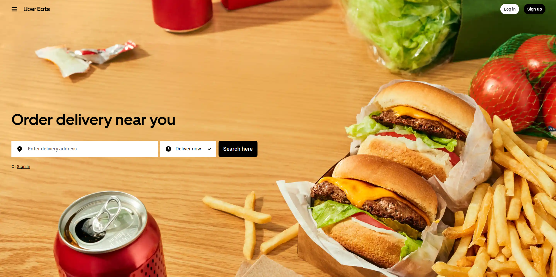 Uber Eats homepage