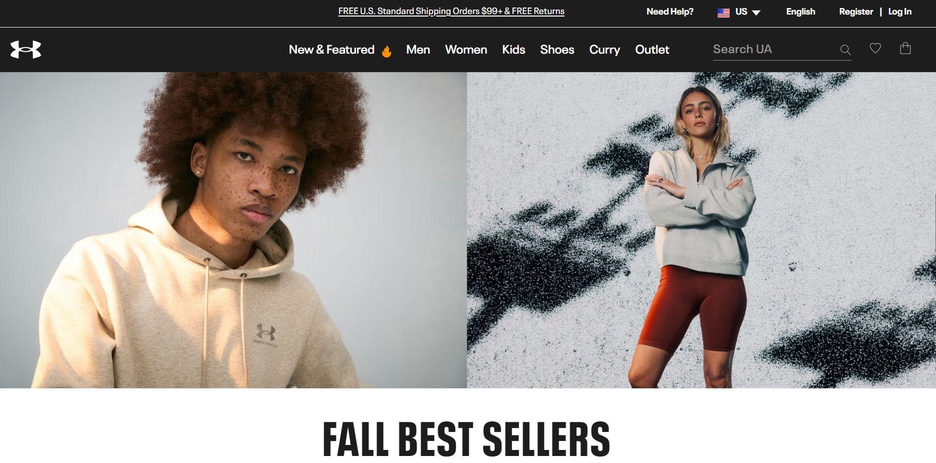 Under Armour homepage.