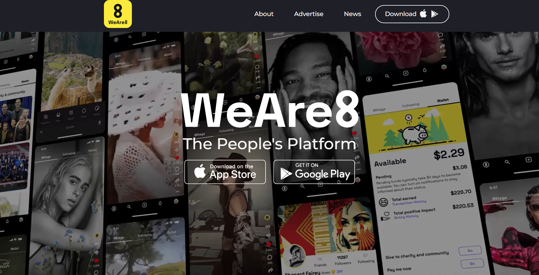 WeAre8 website homepage.
