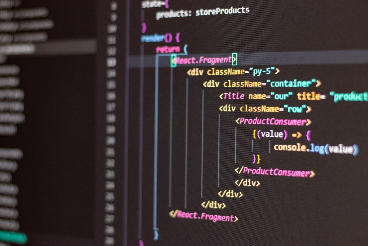 Web development code display.