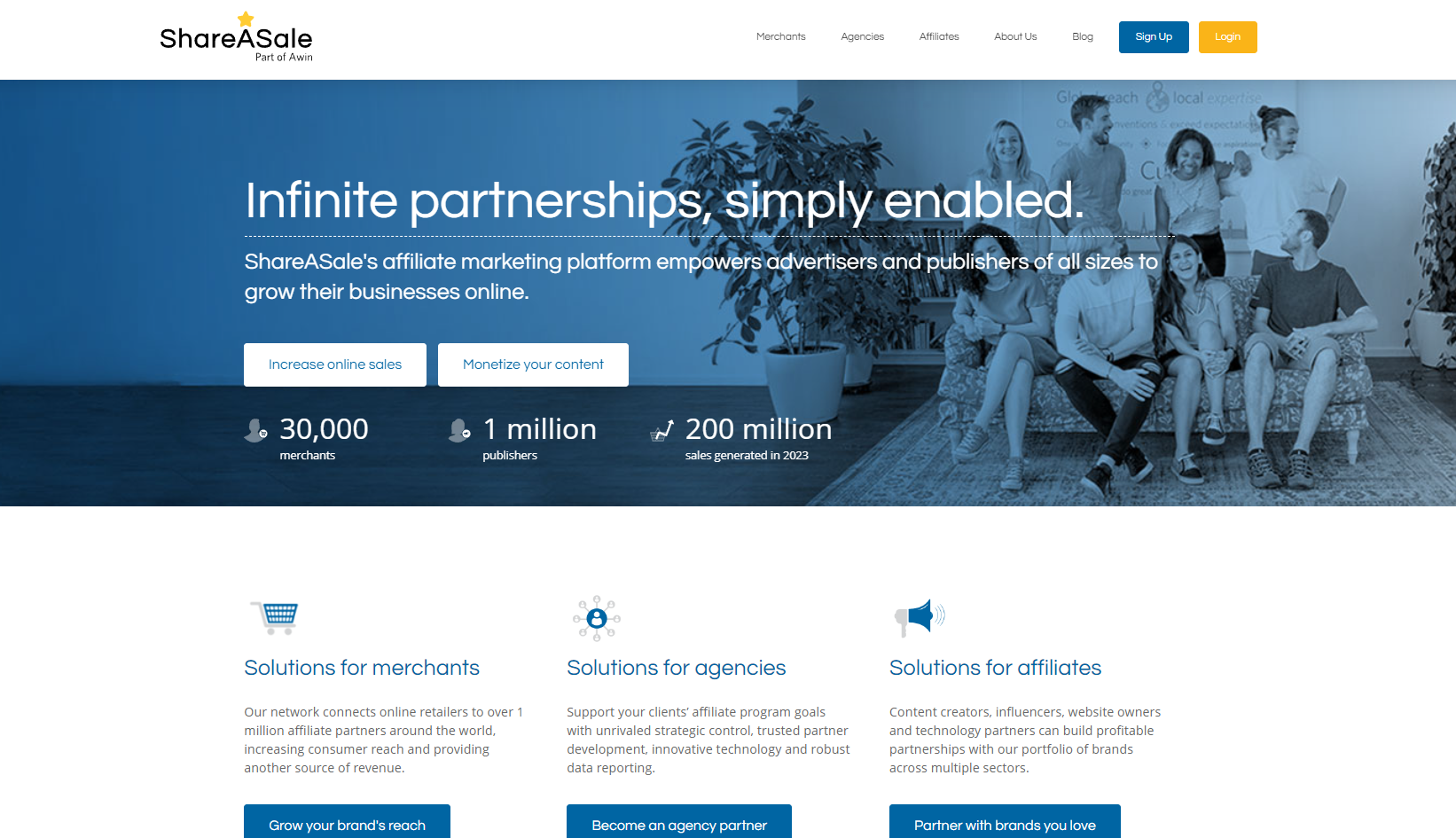 Website page photo of ShareASale.