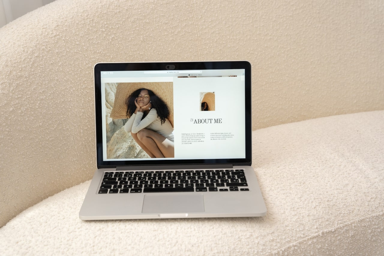 Website showing the About Me page