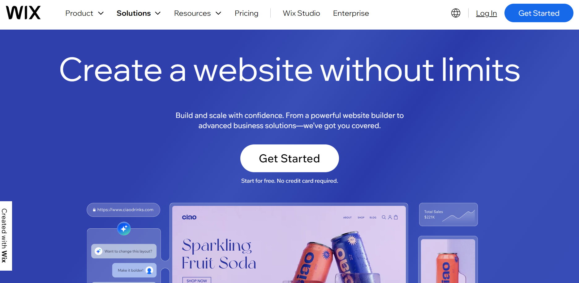 Wix website homepage.