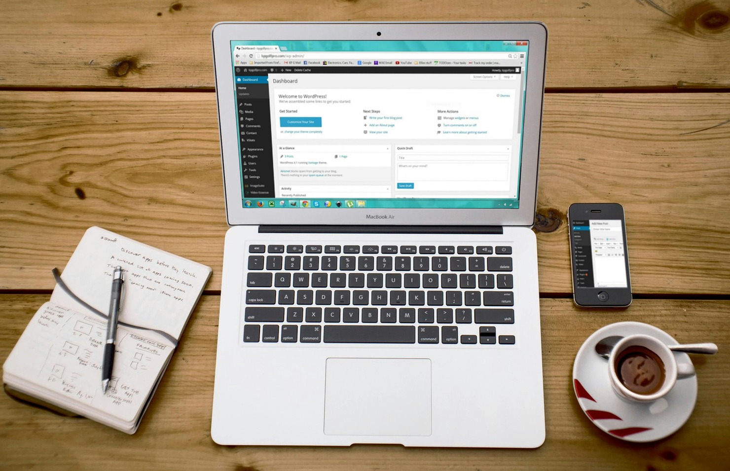 WordPress on a laptop screen.