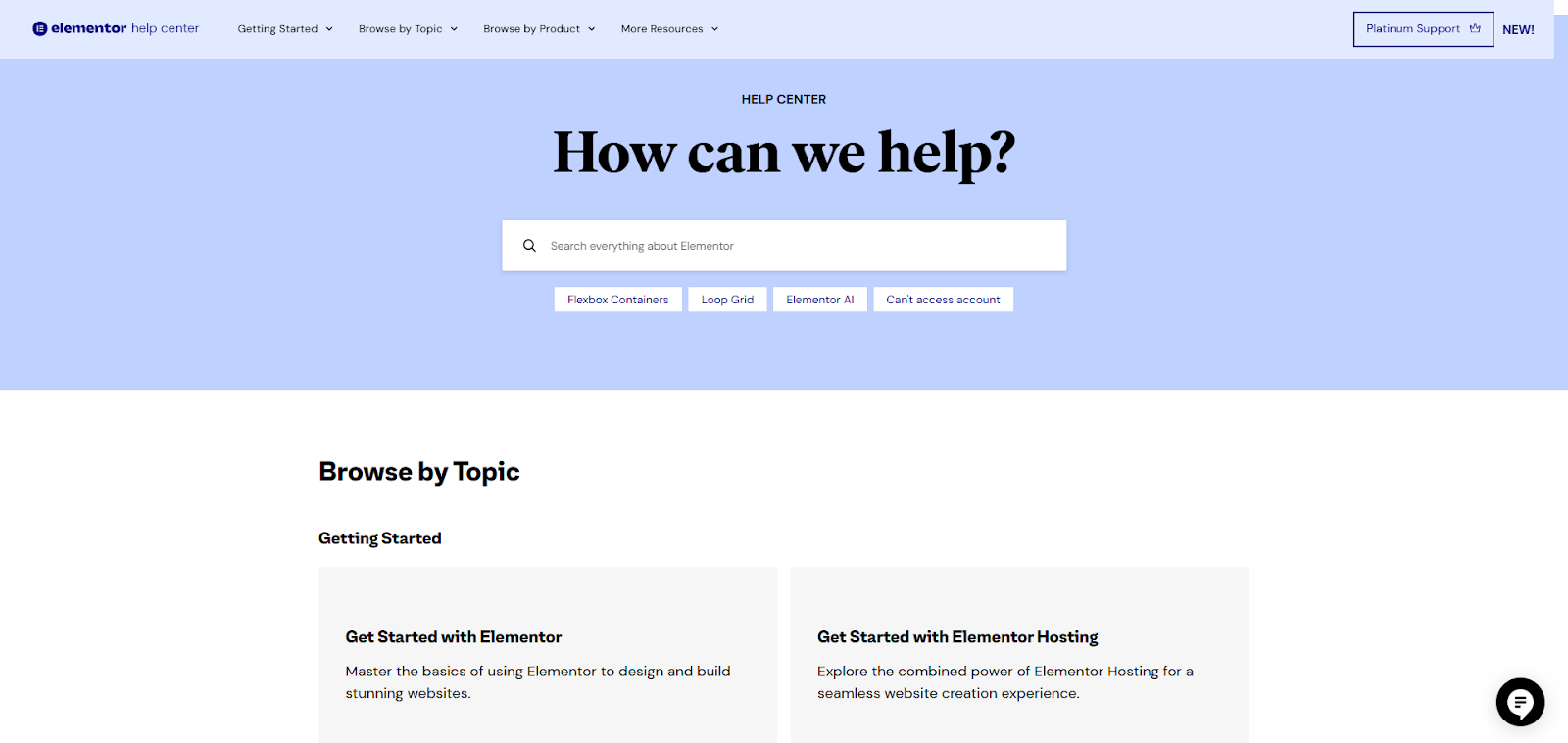 screenshot of the Knowledge base