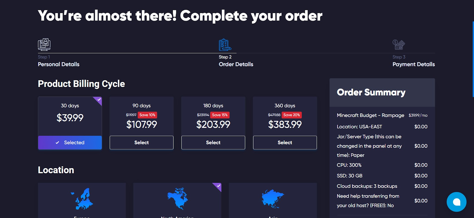 Product billing cycles