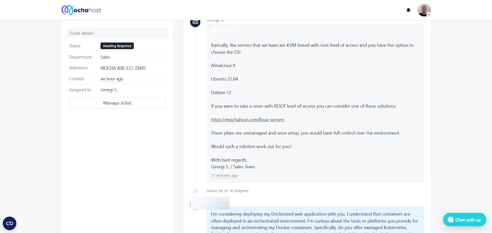 Ticket conversation