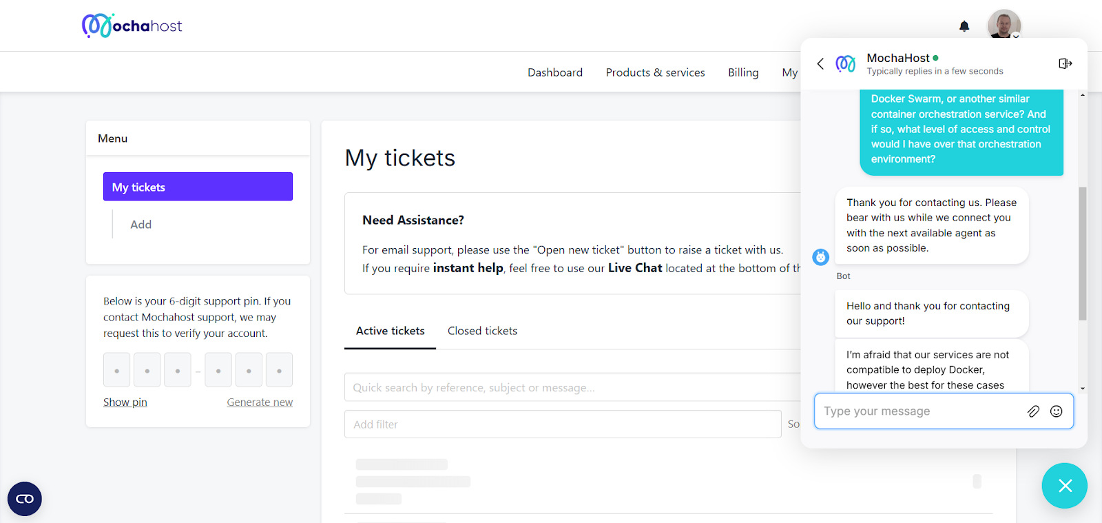Live Chat conversation