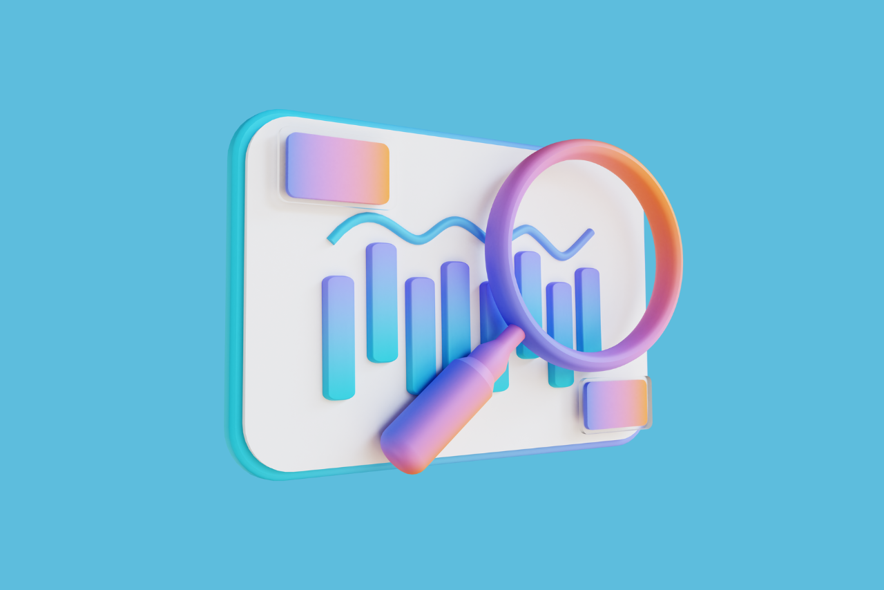 3D illustration search data analysis.