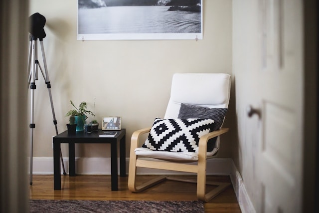 A chair with back cushions