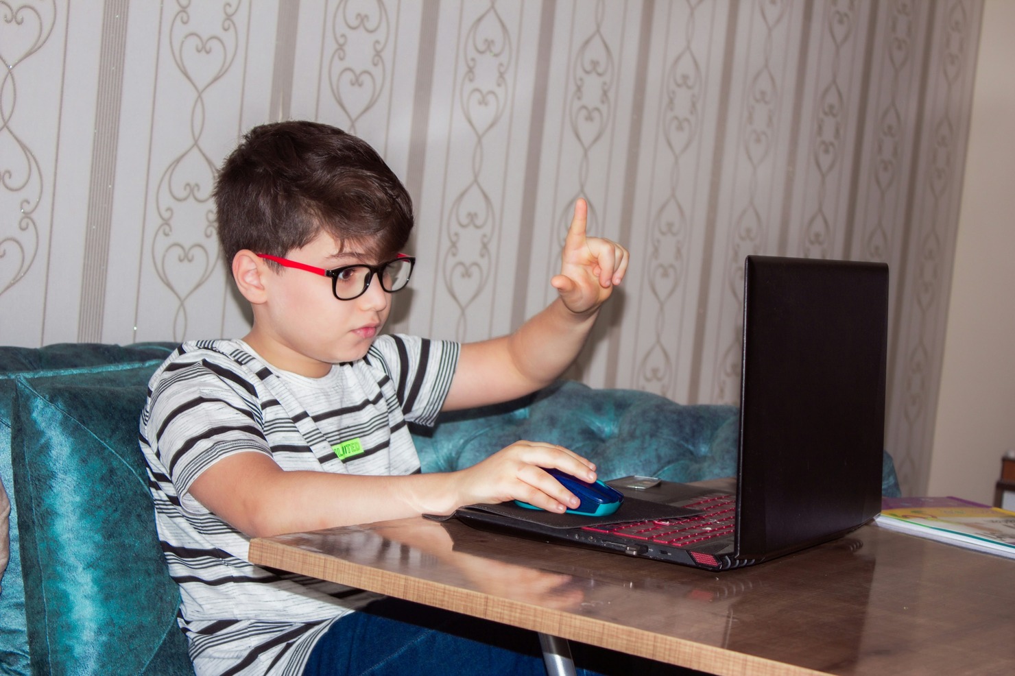 A child learning online.
