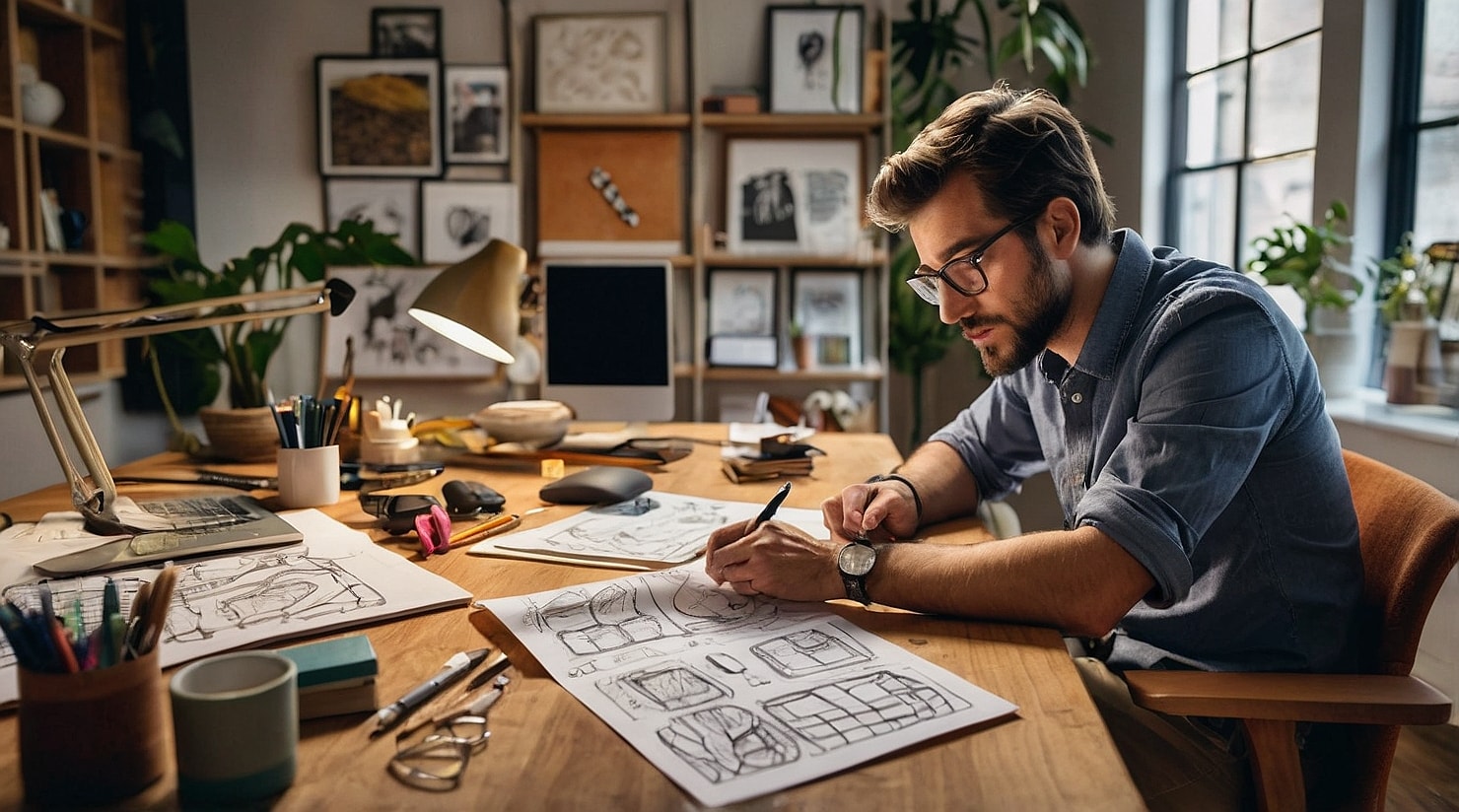 A man crafting ideas for expanding product line