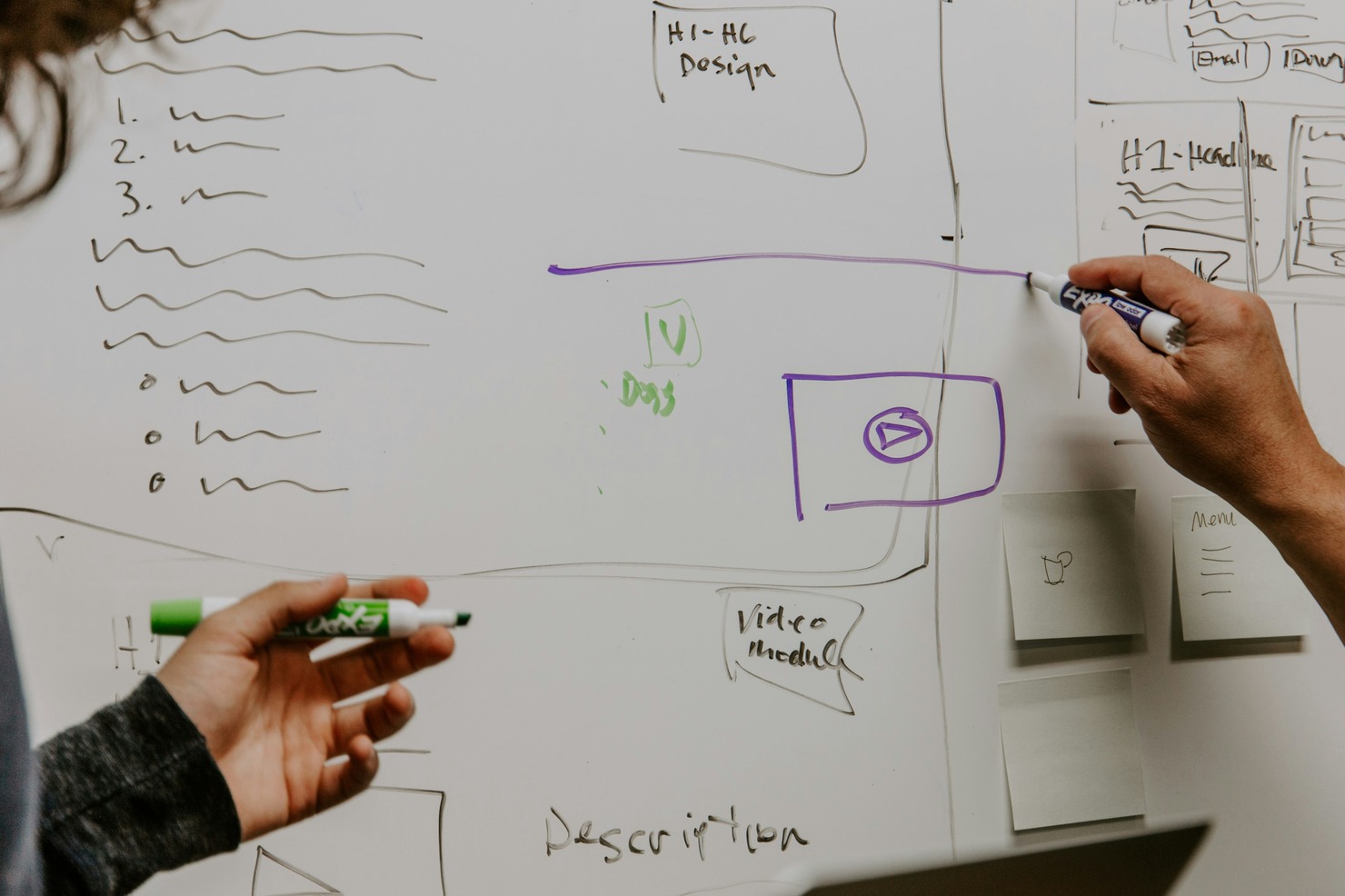 A man disseminating knowledge on a whiteboard.
