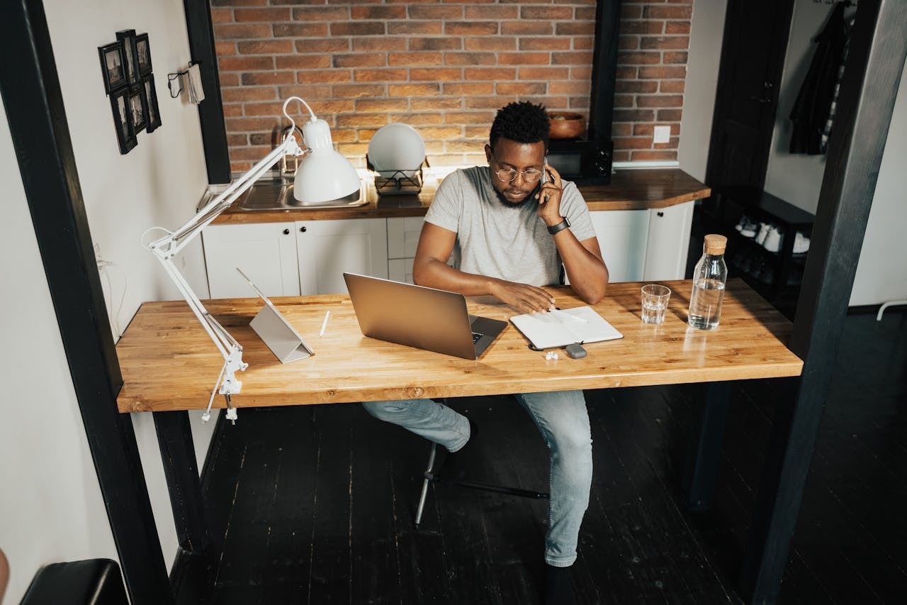 A man working from home