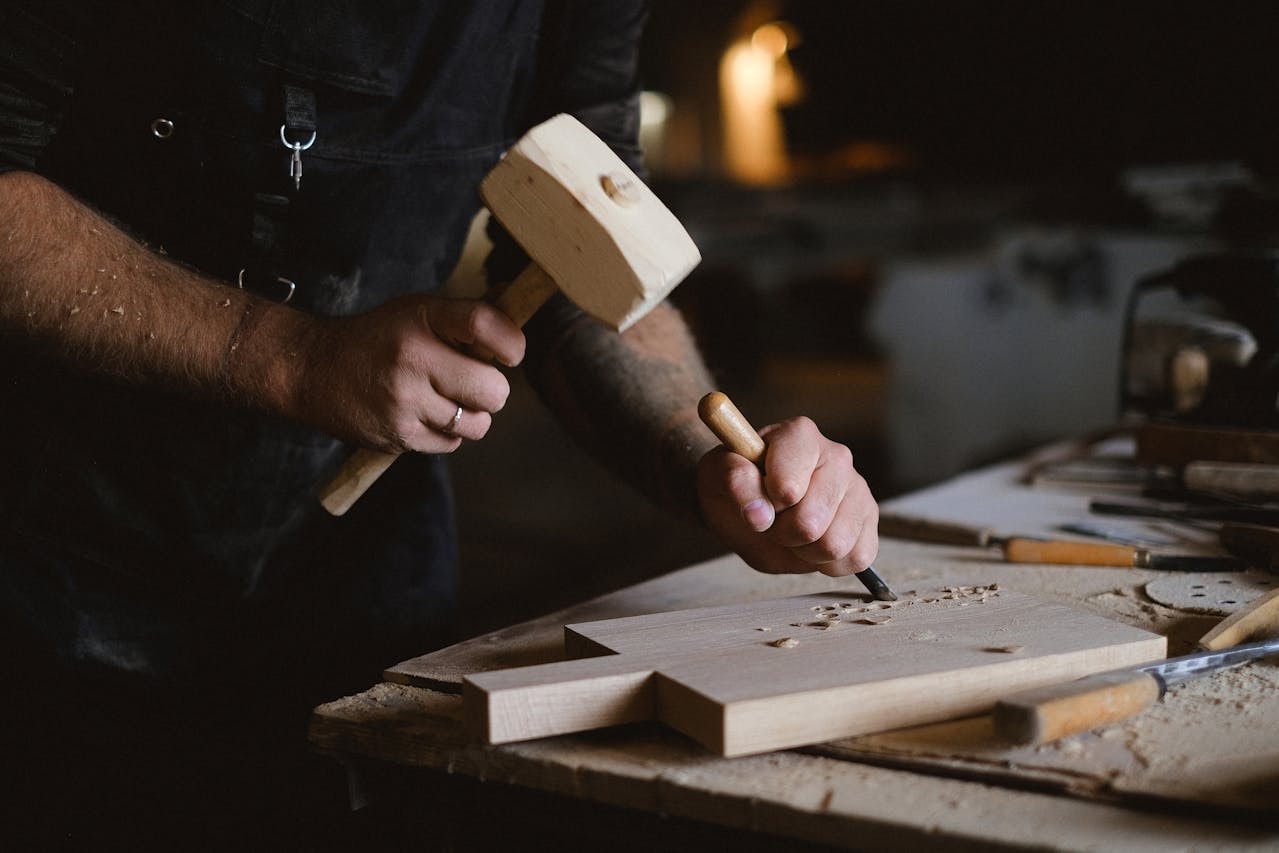 A photo of a person doing woodwork
