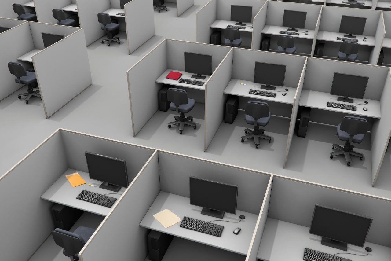 An empty call center office.