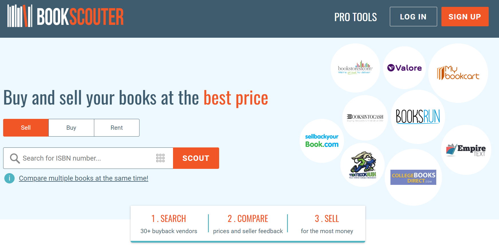 BookScouter website homepage.