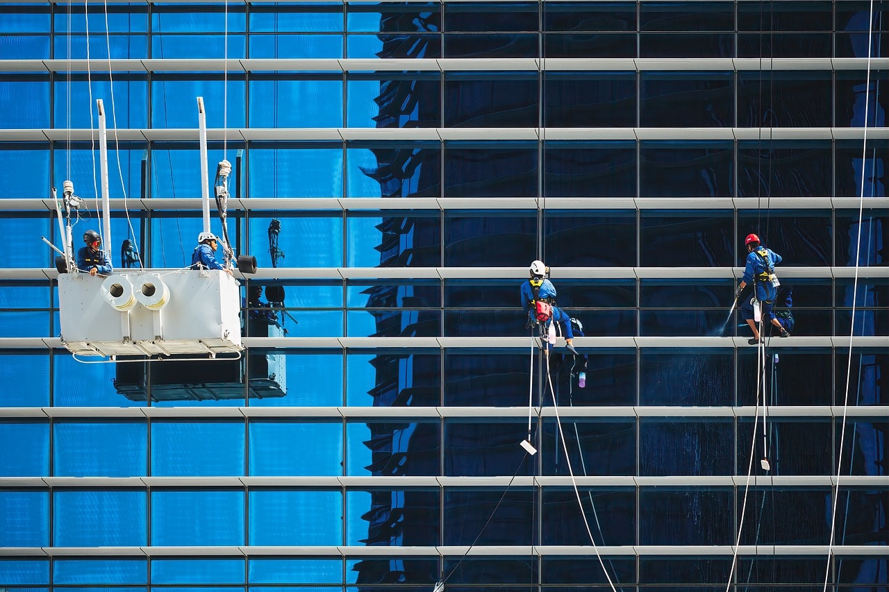 Cleaning a skyscraper.
