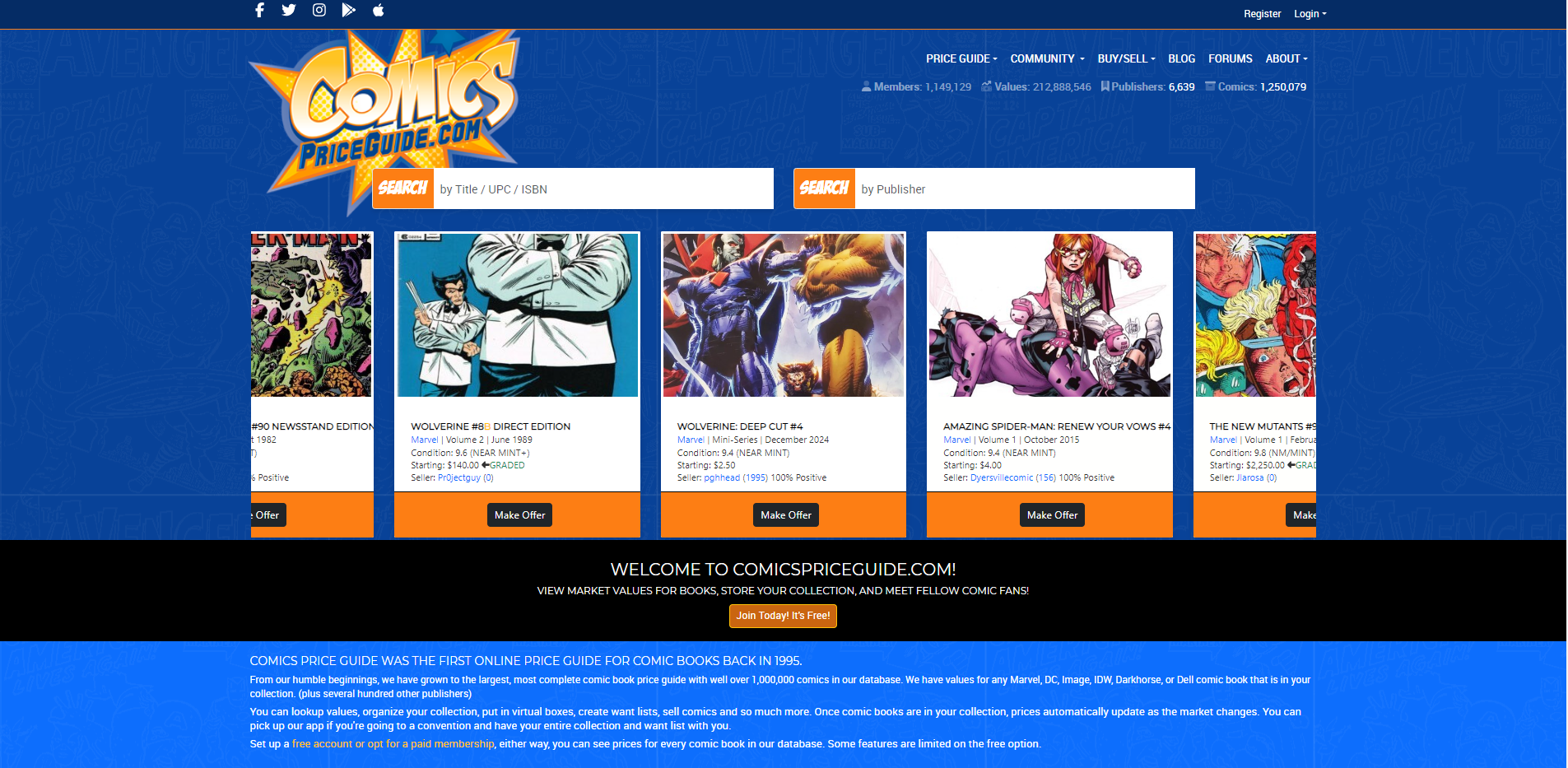 ComicsPriceGuide's website