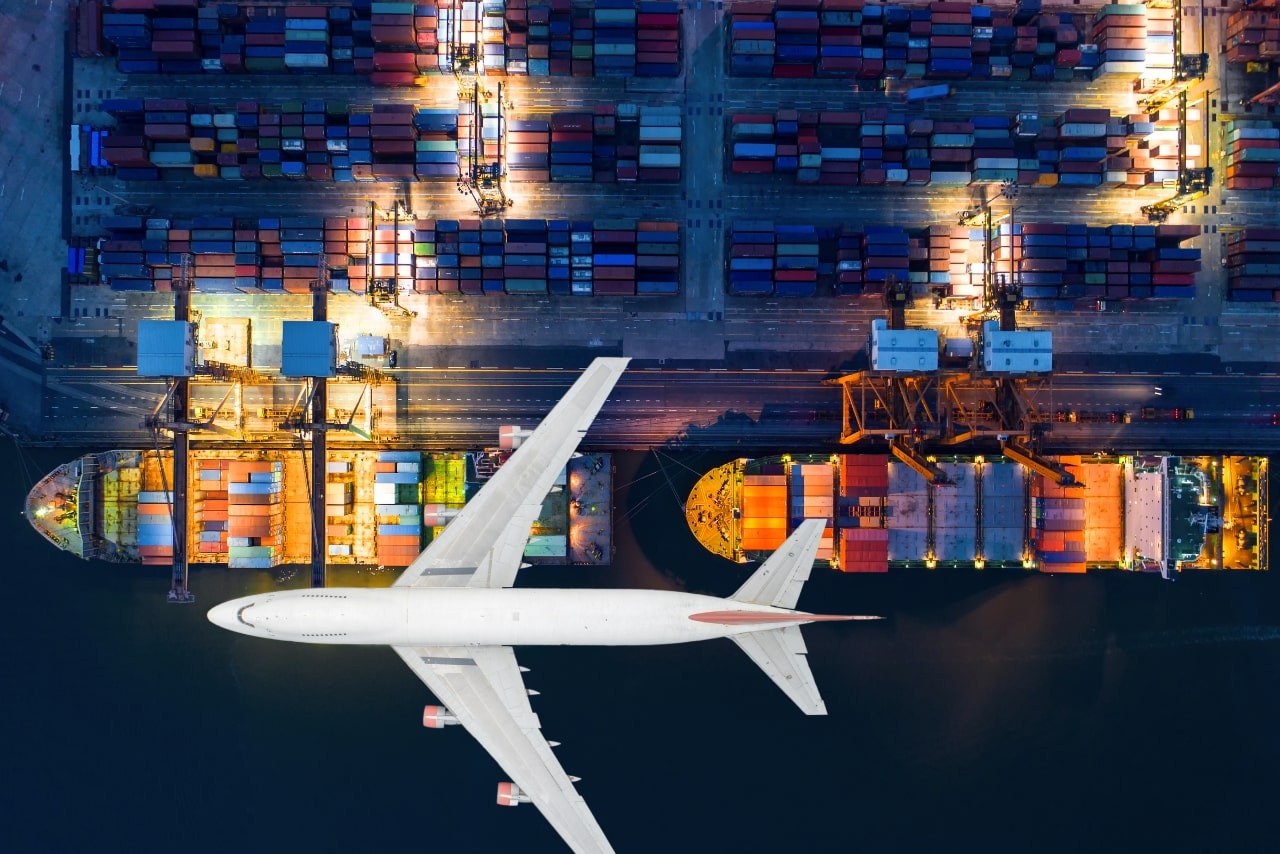 Container ships and transport aircraft