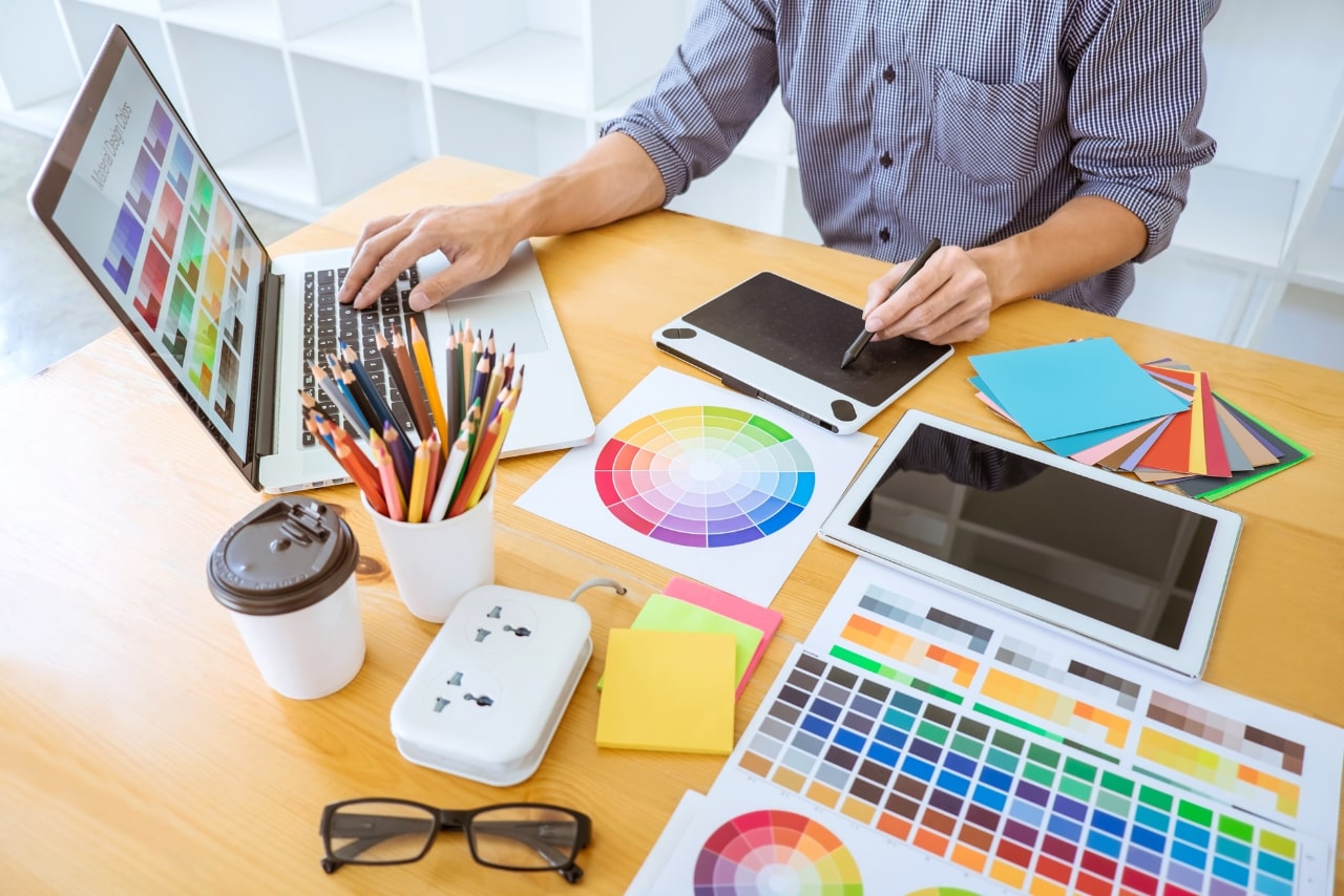 Designer Working with Color Palettes.