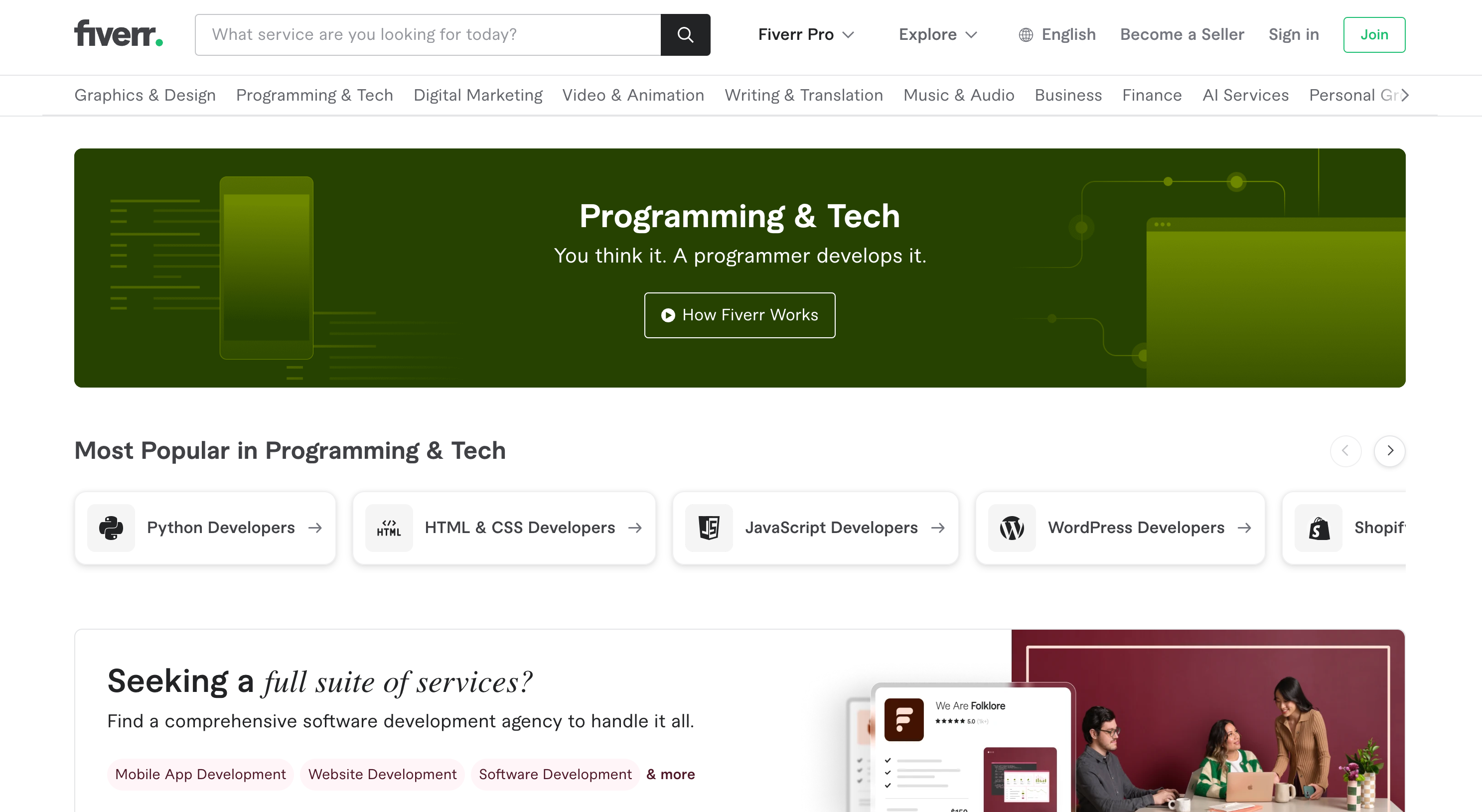 Fiverr's website