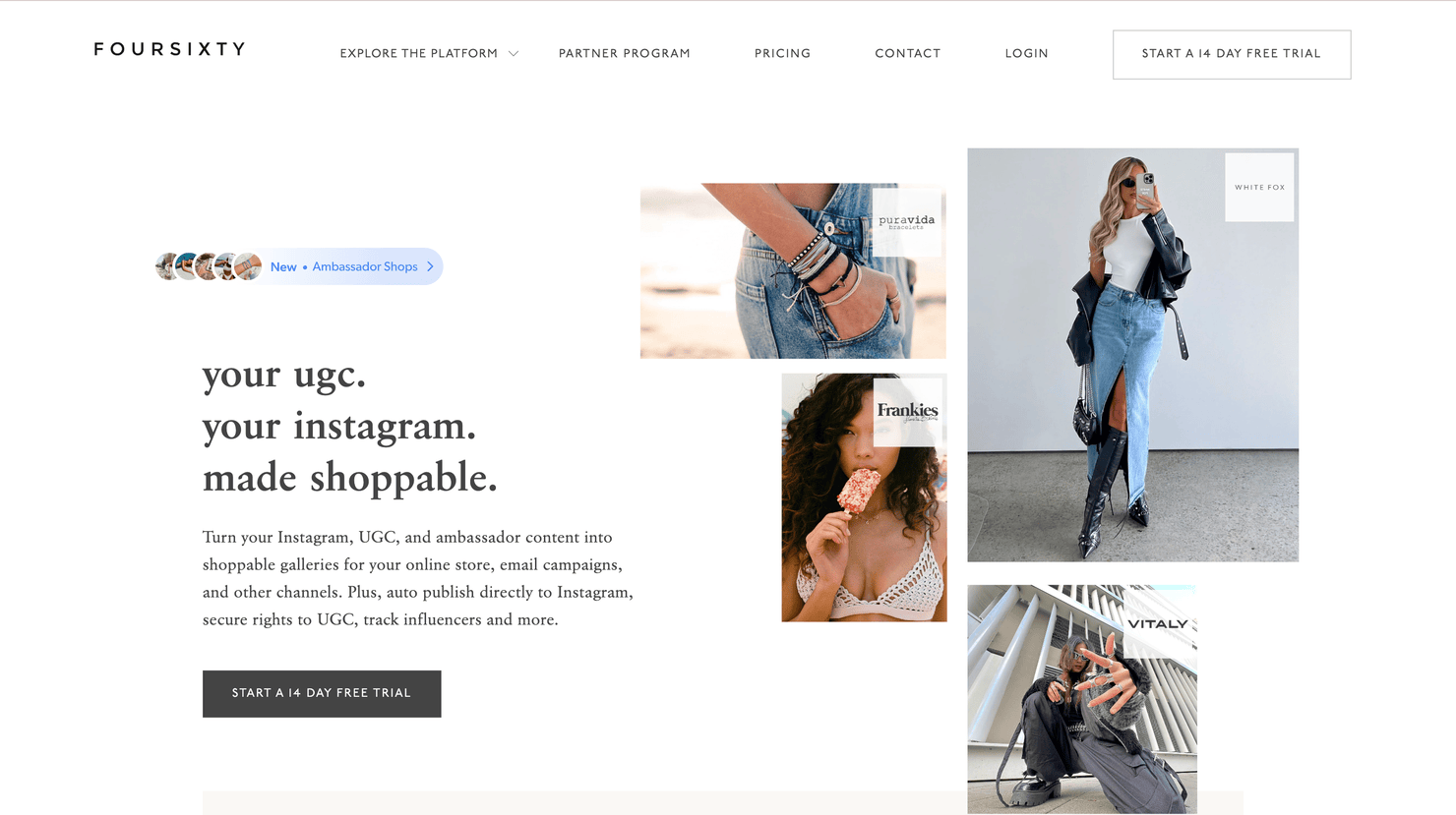 Foursixty's landing page