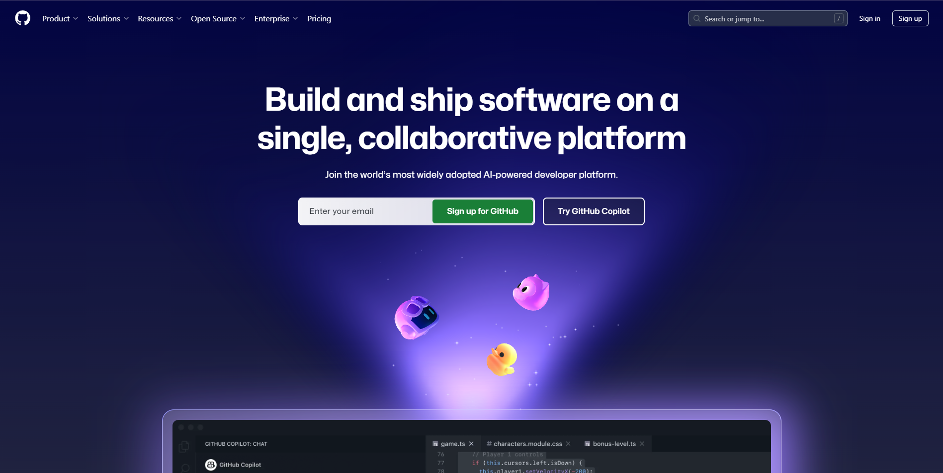 Github's website.