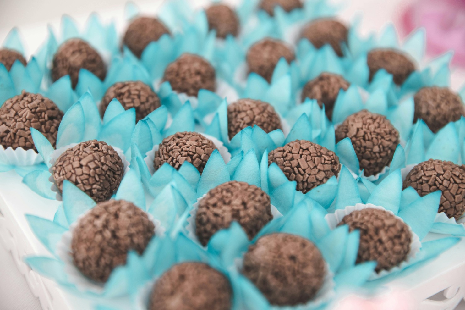 Gourmet candy chocolates in decorative paper.