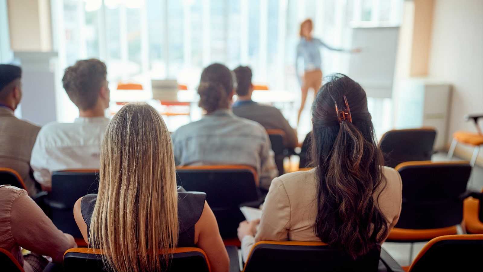 Group of employees undergoing seminar or training.