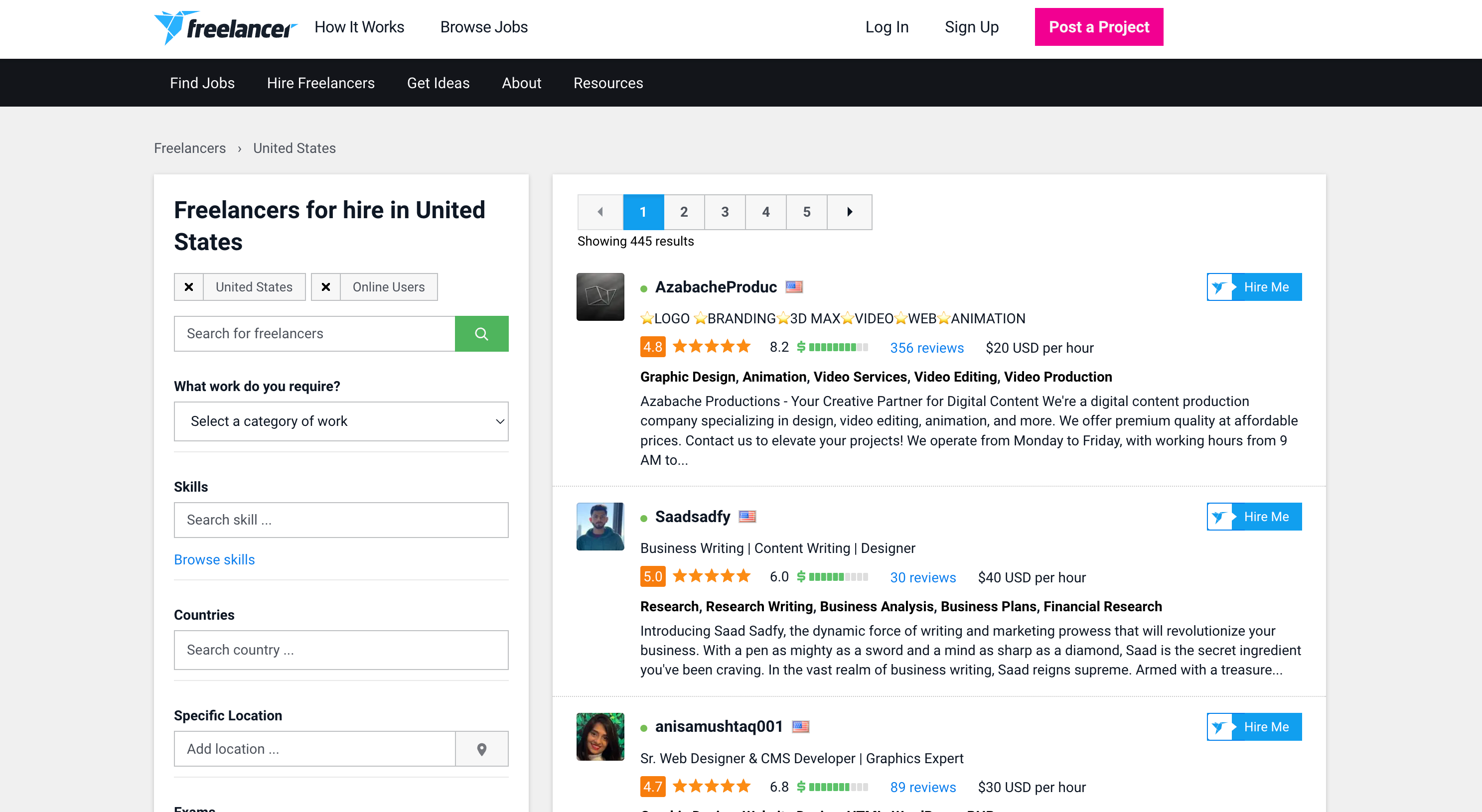 Hourly rates on Freelancer
