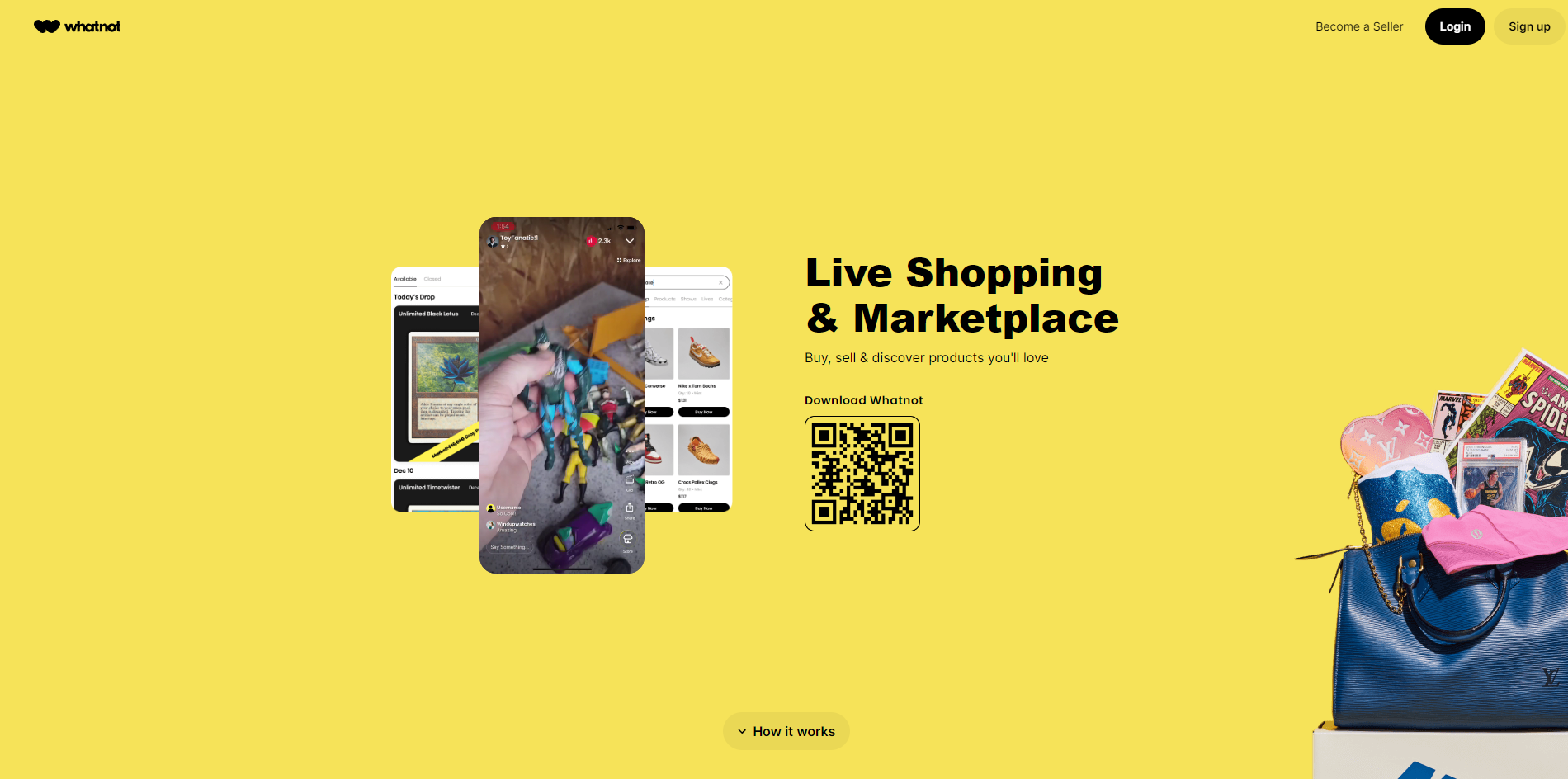 Image of the WhatNot's home page.