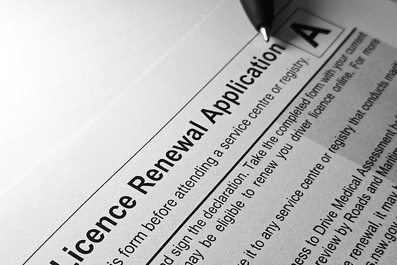 License renewal form image.