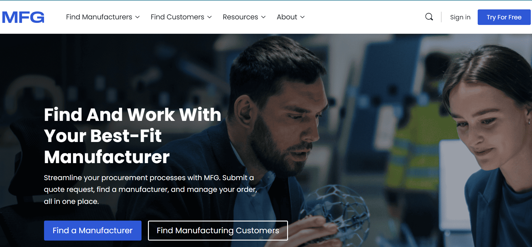 MFG.com homepage.