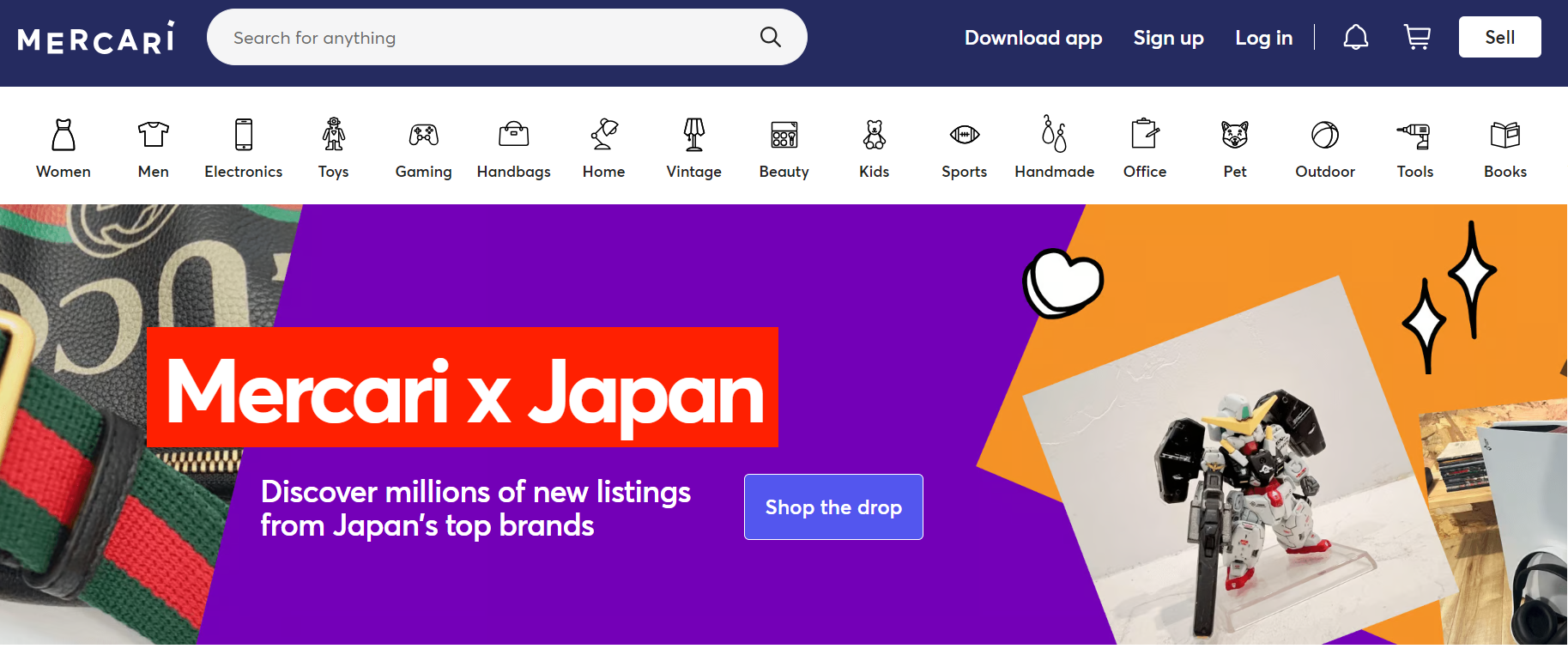 Mercari website homepage
