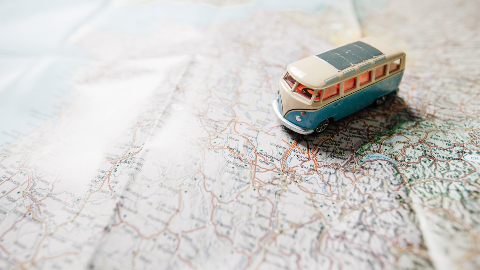 Miniature Bus on Map.