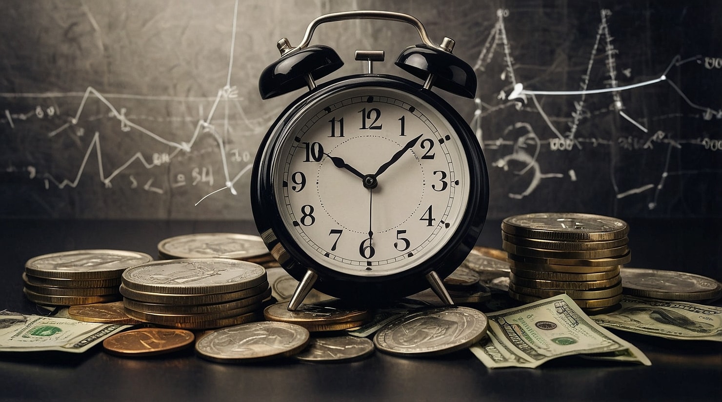 Money around a clock.