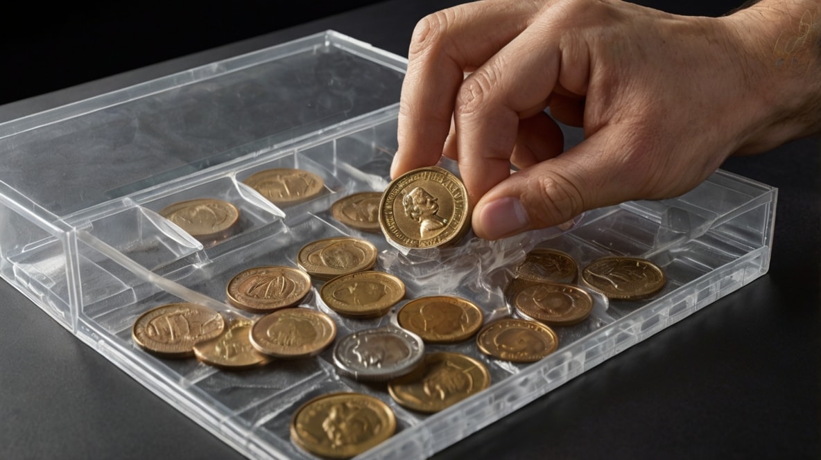Packaging coins.