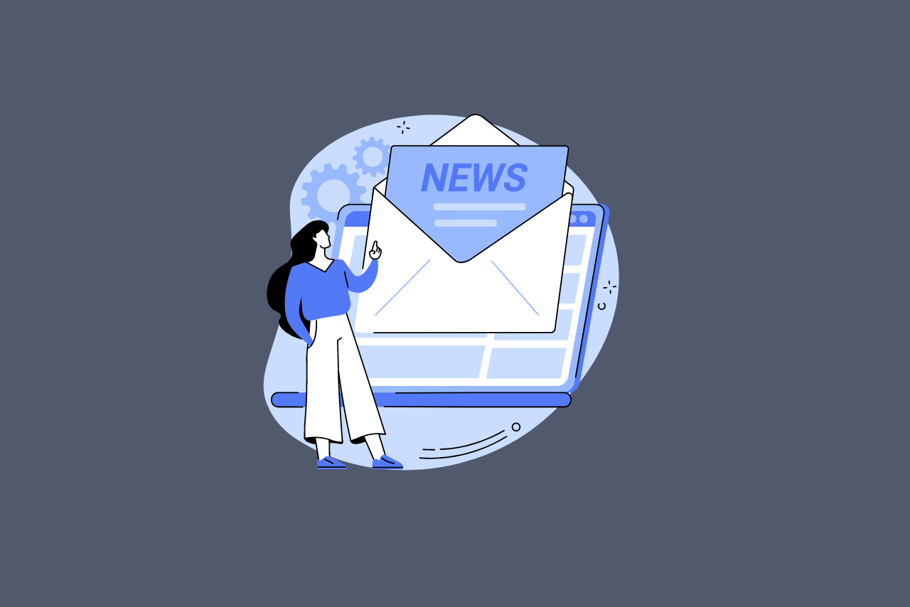 Person pointing on a big envelope.