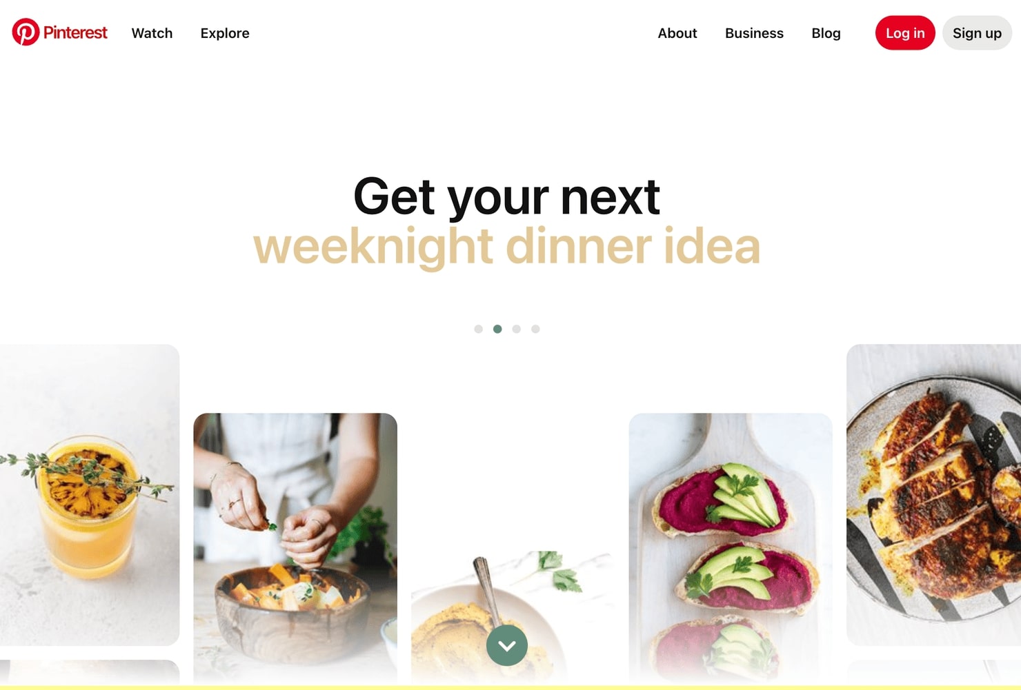 Pinterest website homepage